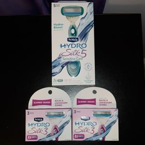 New Schick Hydro Silk 5 Razor and Silk 3 Refills  *